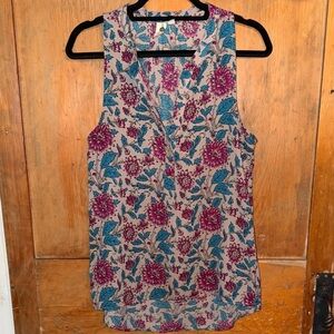 Let It Be Floral Sleeveless Top - Purple and Blue